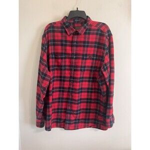 Vintage Pendleton Red Plaid Wool Button Up Field Flannel Shirt Mens XL